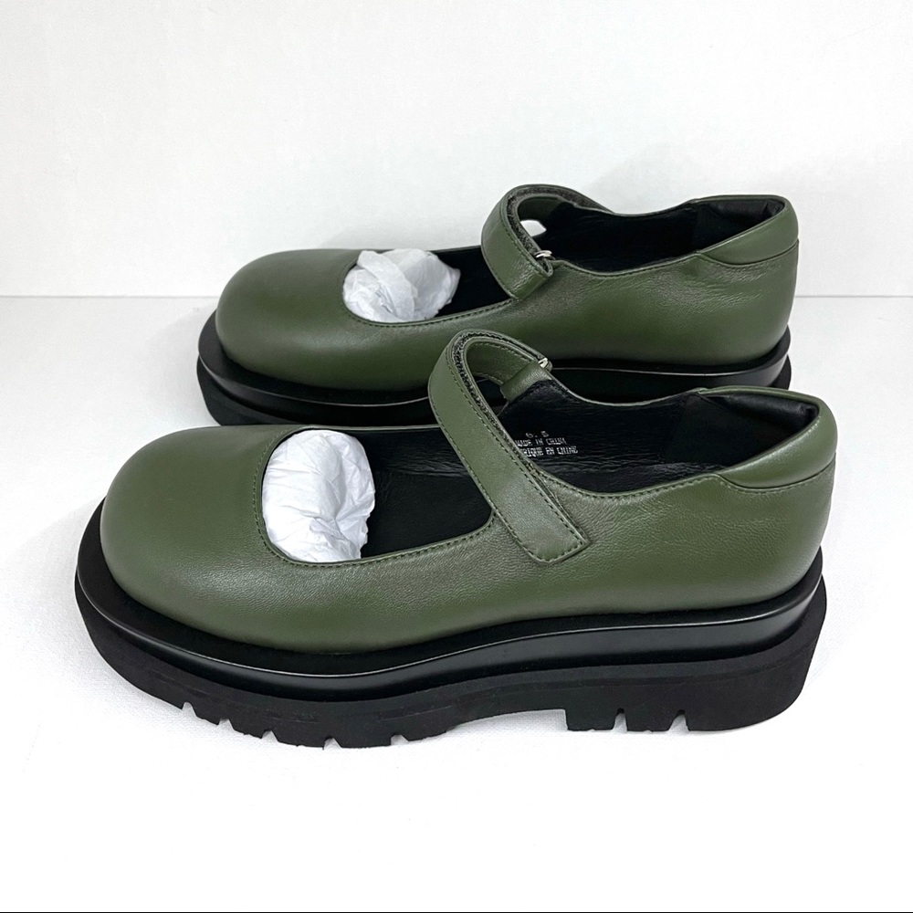 JEFFREY CAMPBELL FREE PEOPLE — PIPER PLATFORM MARY JANES, OLIVE, SIZE US 6.5 - Picture 15 of 17